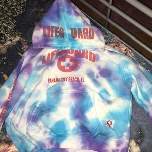 tie-dyed girls youth large lifeguard hoodie